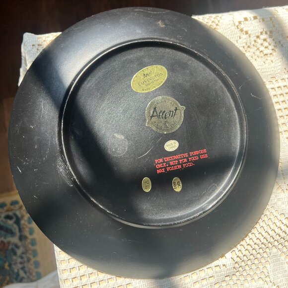 Vintage Fall Inspired Hand Painted Floral Oriental Accent Decorative Plate Blue - Picture 7 of 8